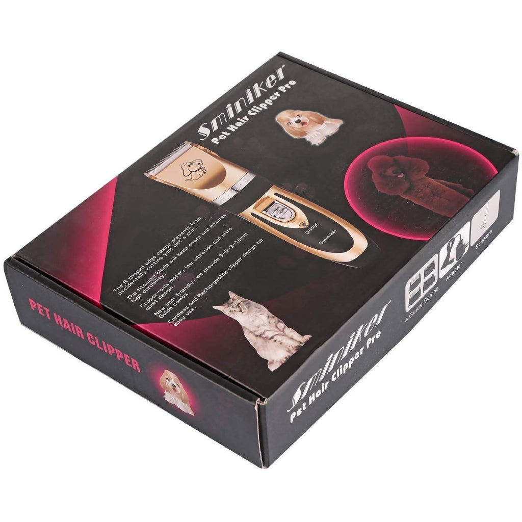 Sminiker Pet Hair Clipper Pro, Professional Rechargeable Cordless Grooming Clippers Pet Grooming Kit