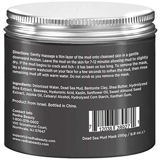 Radha Beauty Dead Sea Mud Mask with Bentonite Clay 8.8 oz