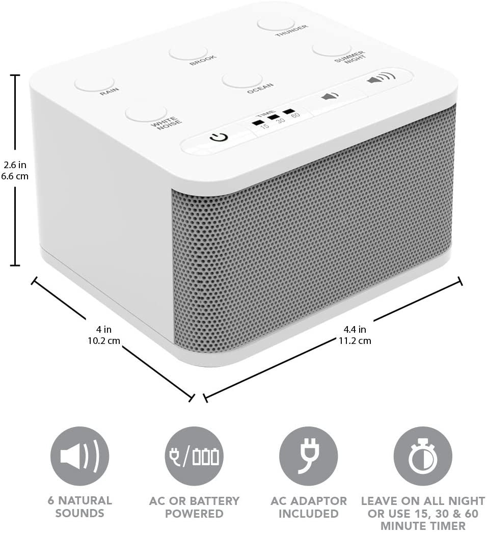 Big Red Rooster 6 Sound White Noise Machine For Sleeping & Relaxation, Plug In Or Battery Powered