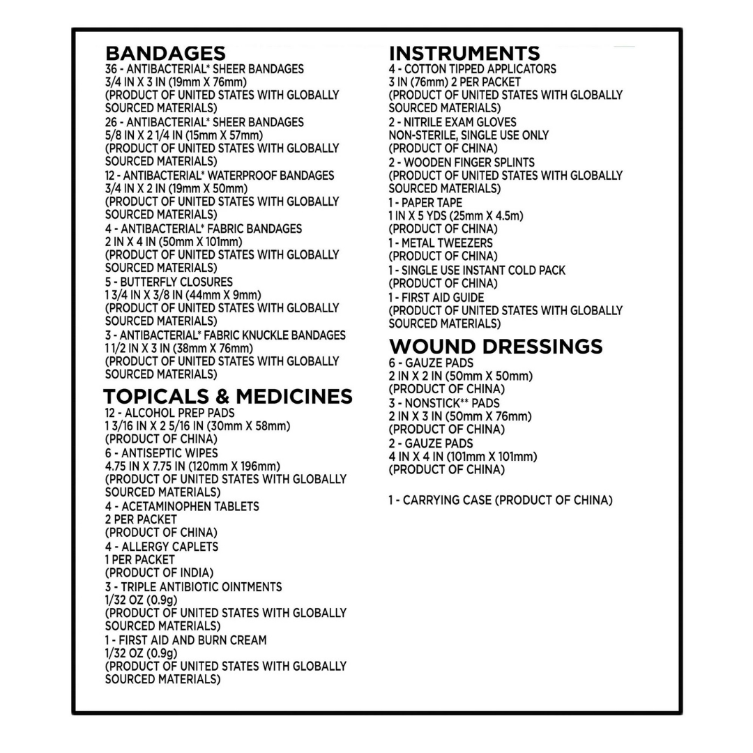 Equate All-Purpose First Aid Kit Antibacterial Bandages 140 Items