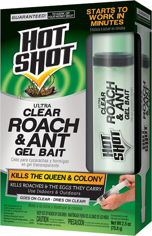 Hot Shot Ultra Clear Roach And Ant Gel Bait Remove The Queen And Colony 2.05 oz
