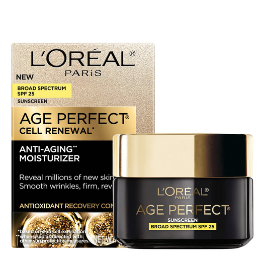 L'Oreal Paris Age Perfect Cell Renewal Anti Aging Moisturizer Sunscreen Broad Spectrum SPF 25, 1.7 oz