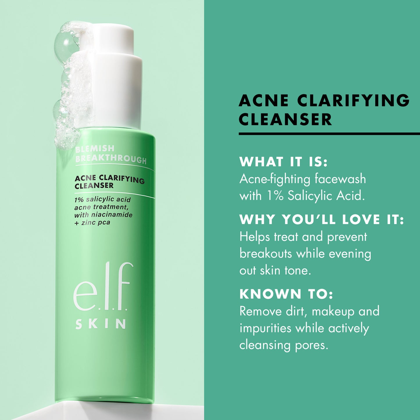 ELF Skin Blemiish Breakthrough Acne Clarifying Cleanser 3.889 fl oz / 115ml