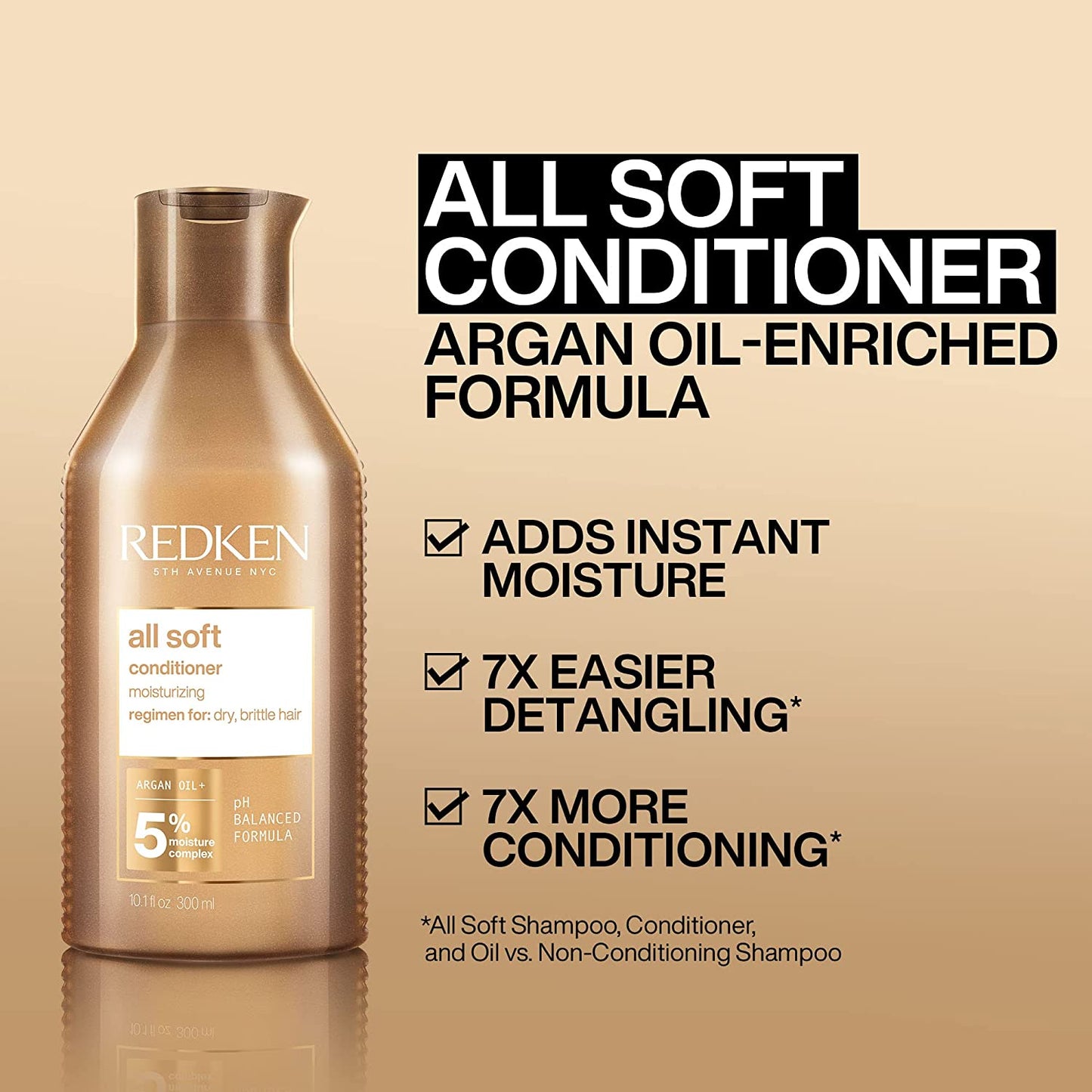 Redken 5th Avenue Nyc All Soft Conditioner Argan Oil+ 5% Moisture Complex 10.1 fl oz (300mL)