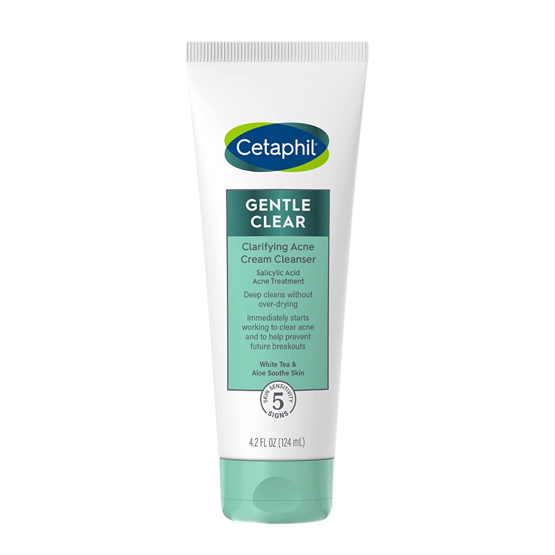 Cetaphil Gentle Clear Clarifying Acne Cream Cleanser White Tea & Aloe Soothe Skin - 4.2 fl oz / 124ml