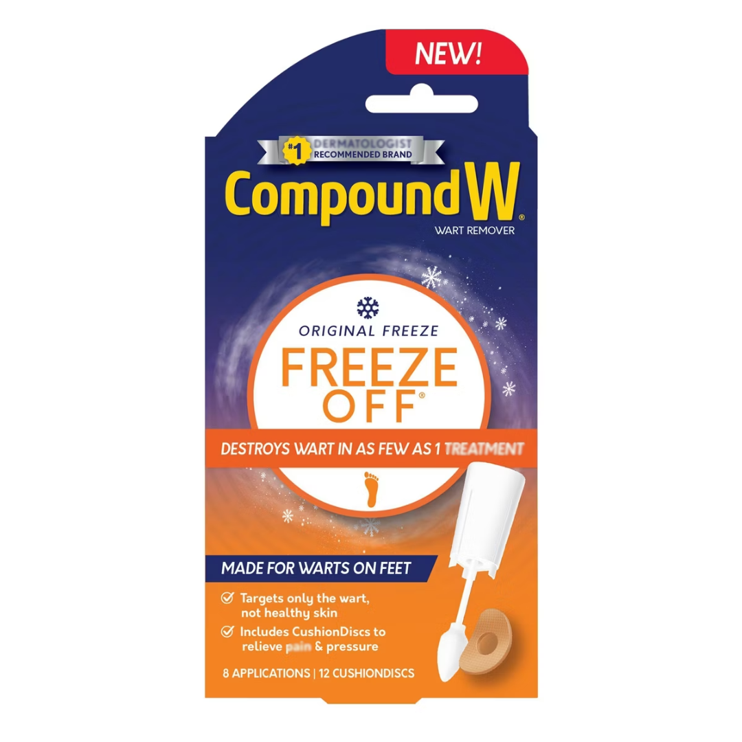 Compound W Freeze Off Plantar Kit Wart Removal (8 Applications and 12 Comfort Pads)