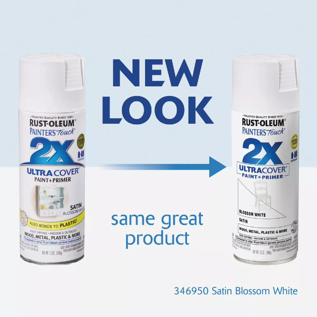 Rust-Oleum Painter's Touch 2X Ultra Cover, 12 Ounce (Pack of 1), Satin Blossom White