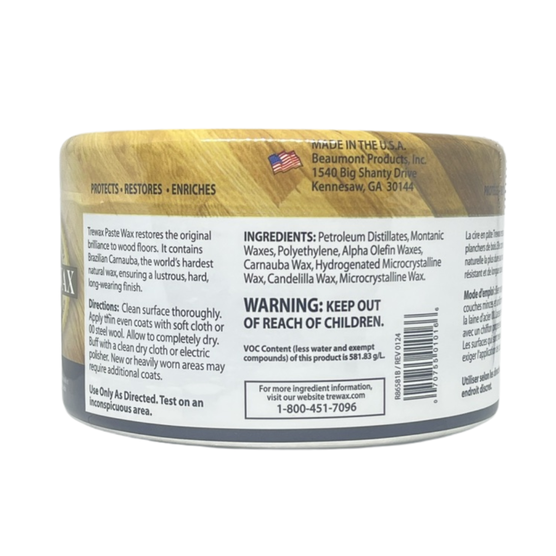 Trewax Clear Paste Wax With Natural Carnauba Wax 12.35 oz / 350g