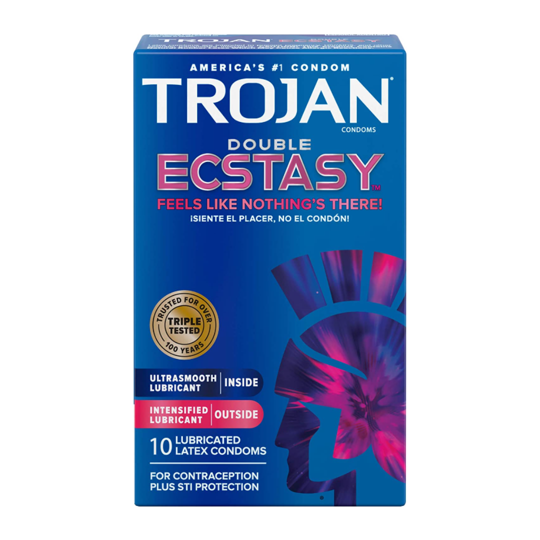 Trojan Double Ecstasy Lubricated Condoms 10 Lubricated Latex Condoms