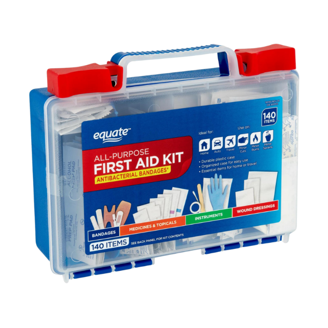 Equate All-Purpose First Aid Kit Antibacterial Bandages 140 Items