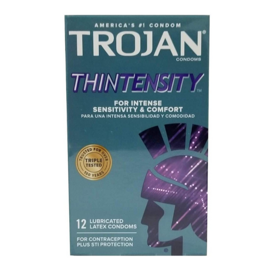 Trojan Sensitivity Thintensity for Intense Sensitivity and Comfort 12 Latex Condoms