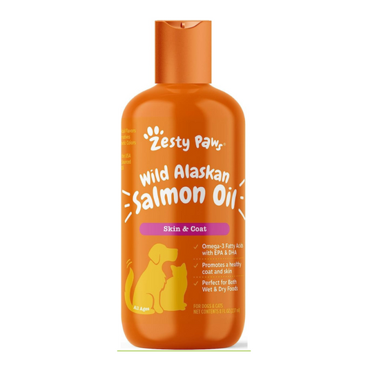 Zesty Paws Wild Alaskan Salmon Oil for Dogs & Cats Skin and Coat - 8 fl oz / 237 ml