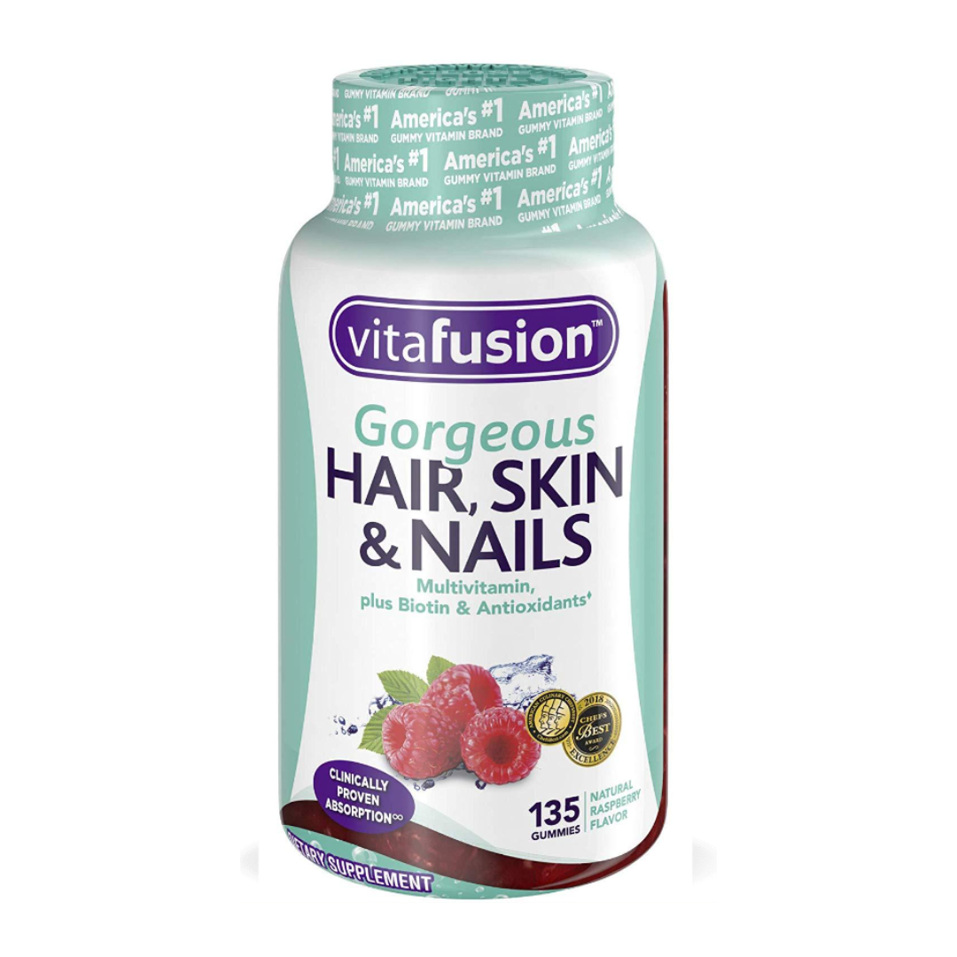 Vitafusion Gorgeous Hair Skin and Nails Multivitamin (135 Gummies Natural Raspberry Flavor)