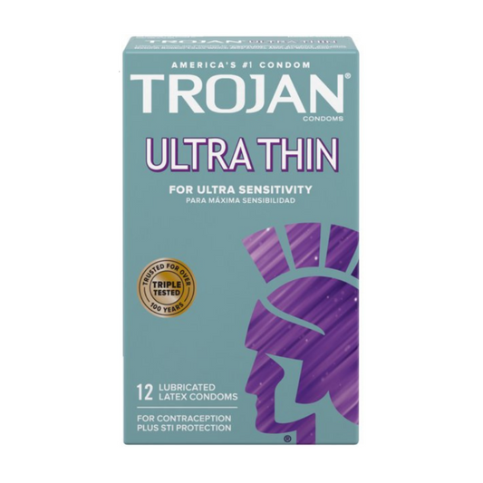 EXPIRY 2/2024 Trojan Ultra Thin Premium Lubricant Latex Condoms (12 Count)