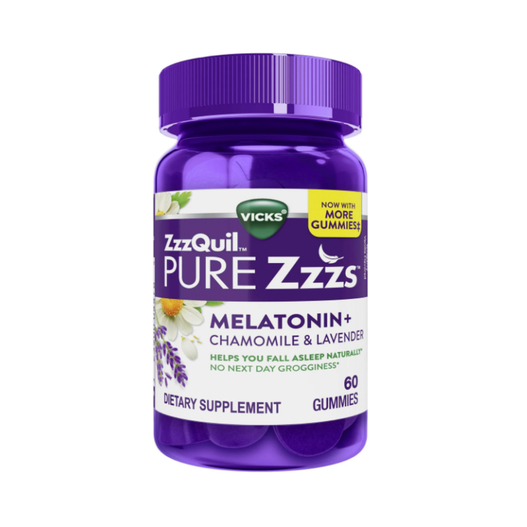 Vicks Zzzquil Pure Zzzs Melatonin With Chamomile And Lavander, 60 Gummies