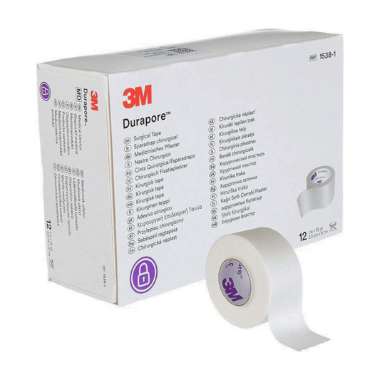 3M 5775BX Medical Tape Durapore Silk-Like Cloth 1 Inch X 10 Yard White Non-Sterile 12 Pcs
