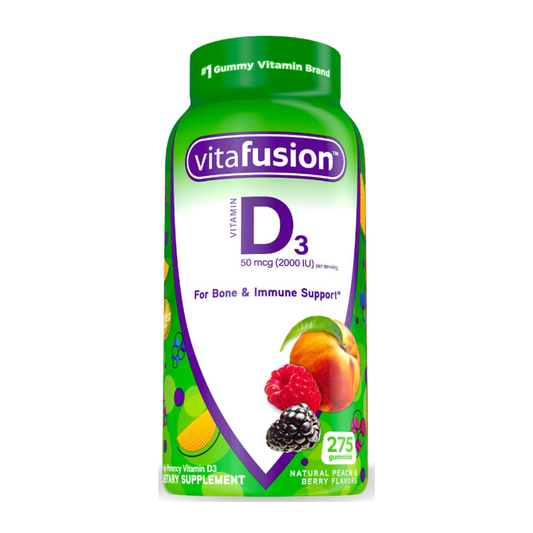 Vitafusion Vitamin D3 (50 mcg) (2000 IU) For Bone & Immune Support Natural Peach & Berry Flavor (275 Gummies)