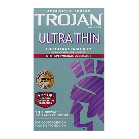 Trojan Condom Sensitivity Ultra Thin with Spermicidal Lubricant (12 Count)