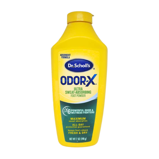 Dr. Scholl's Odor-X Ultra Sweat-Absorbing Foot Powder with 6 Powerful Order and Wetness Fighters - 198g / 7oz