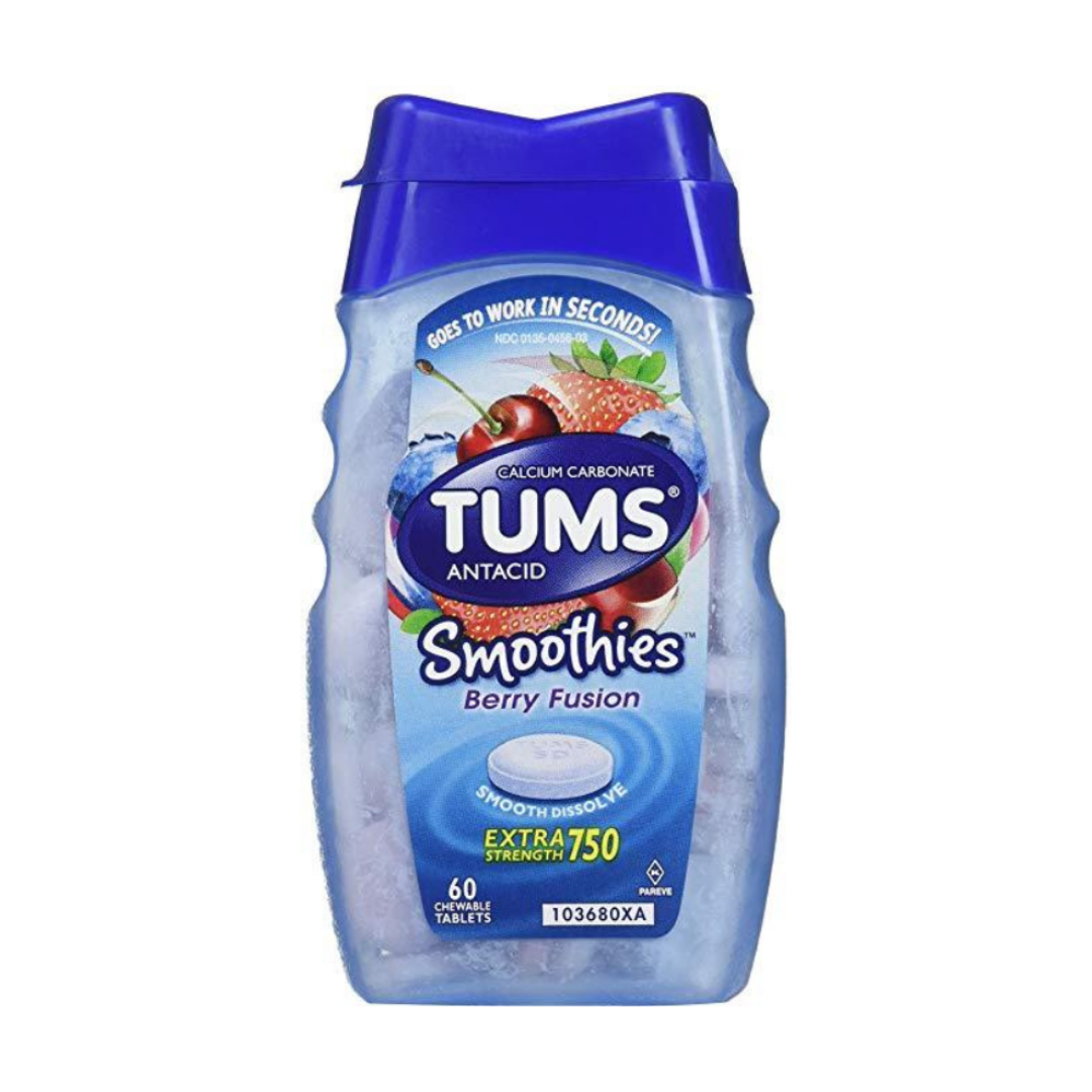 Tums Antacid Smoothies Berry Fusion Extra Strength 750 (60 Chewable Tablets)