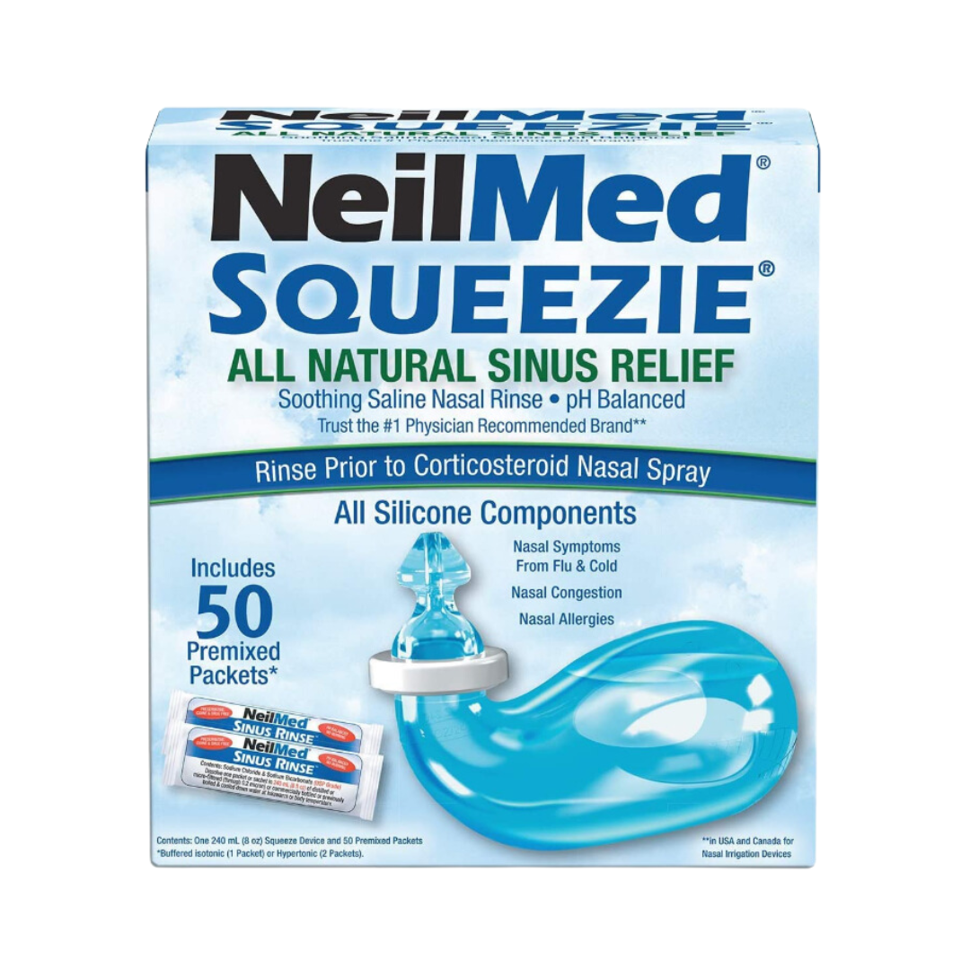 Neilmed Squeezie All Natural Sinus Relief Soothing Saline Nasal Rinse 50 Premixed Packets