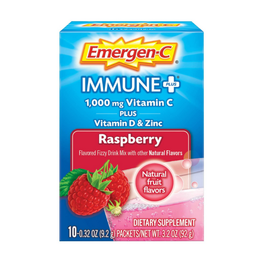 Emergen-C Immune+ 1000mg Vitamin C Powder with Vitamin D Zinc Dietary Supplement - Raspberry Flavor