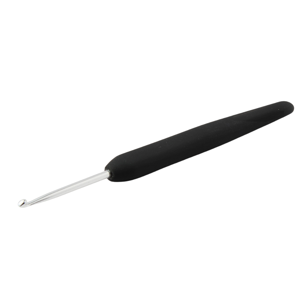 KnitPro Steel Crochet Hook with Soft Black Feel Handle - Single Ended