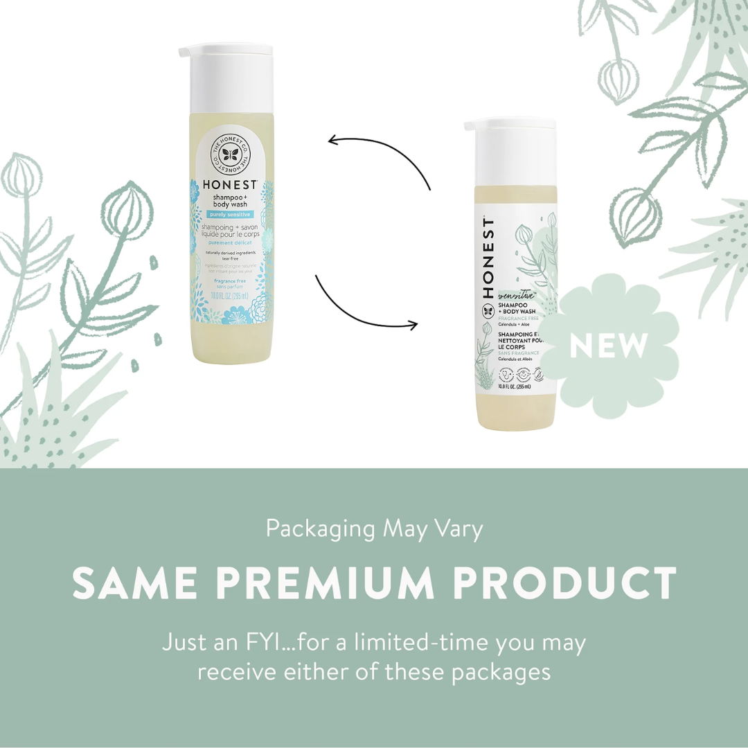 The Honest Co. Shampoo + Body Wash Shampoing + Savon Purely Sensitive (10 Fl Oz / 295ml) Packaging may vary