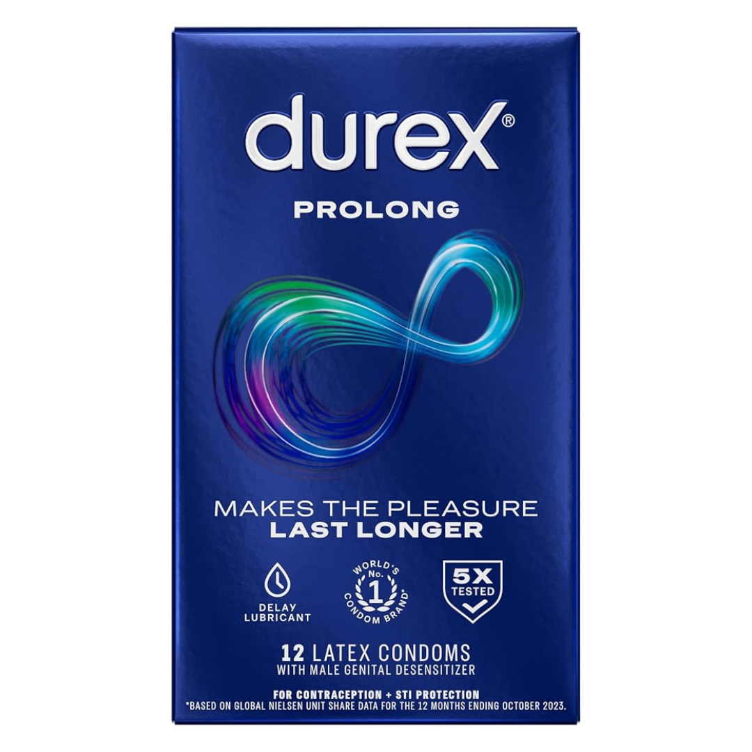 Durex Prolong Regular Fit, 12 Latex Condoms