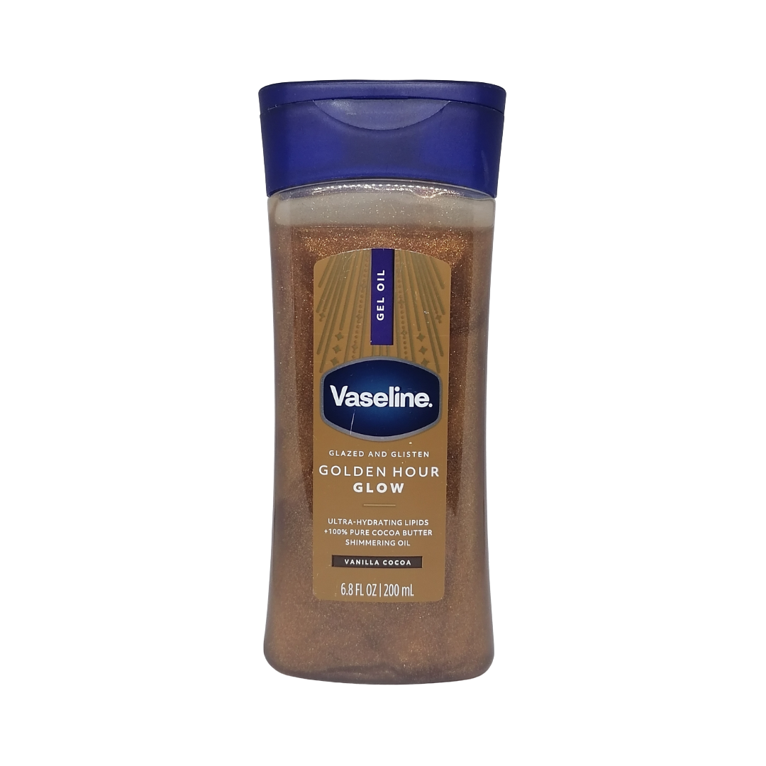 Vaseline Gel Oil Glazed and Glisten Golden Hour Glow Vanilla Cocoa, 6.8 oz / 200 ml