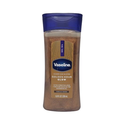 Vaseline Gel Oil Glazed and Glisten Golden Hour Glow Vanilla Cocoa, 6.8 oz / 200 ml