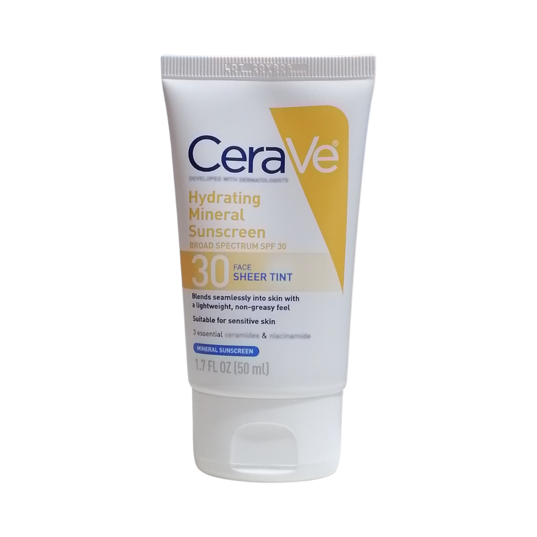CeraVe Hydrating Mineral Sunscreen SPF 30 Face Sheer Tint, 1.7 oz / 50 ml
