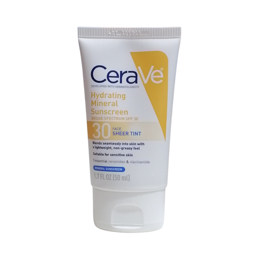 CeraVe Hydrating Mineral Sunscreen SPF 30 Face Sheer Tint, 1.7 oz / 50 ml