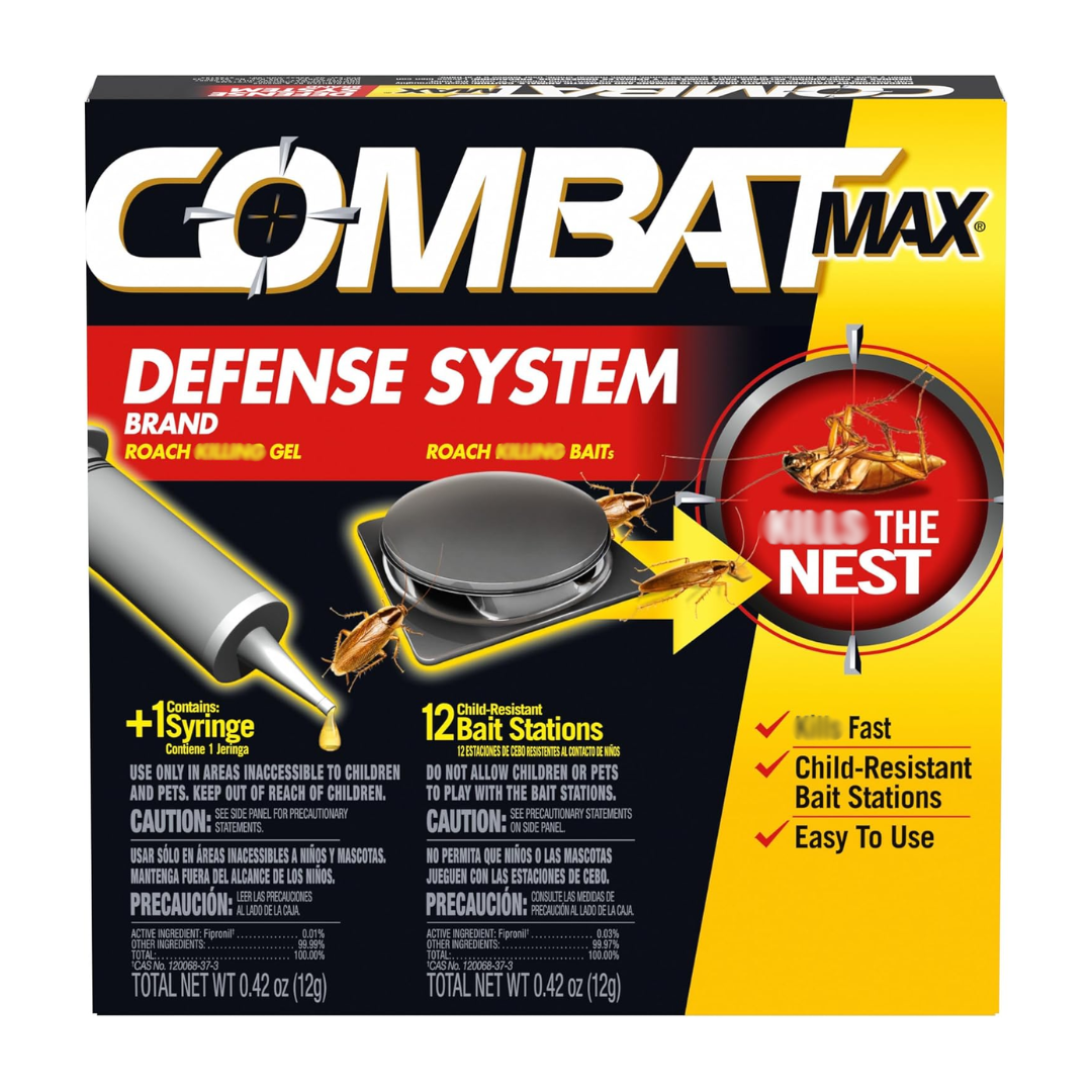 Combat Max Defense System Brand, Small Roach Killing Bait and Gel, 12 Counts