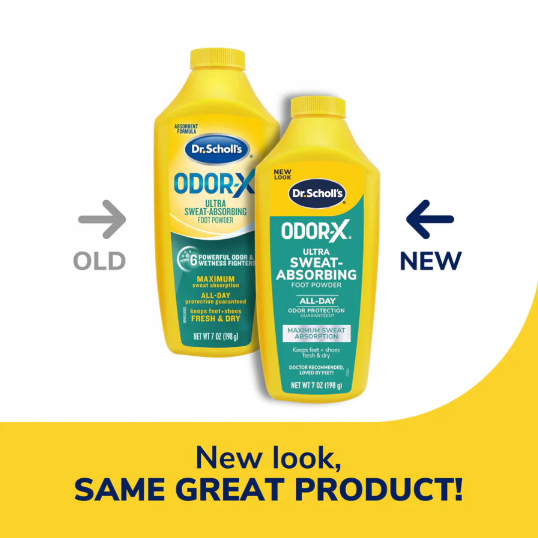 Dr. Scholl's Odor-X Ultra Sweat-Absorbing Foot Powder with 6 Powerful Order and Wetness Fighters - 198g / 7oz