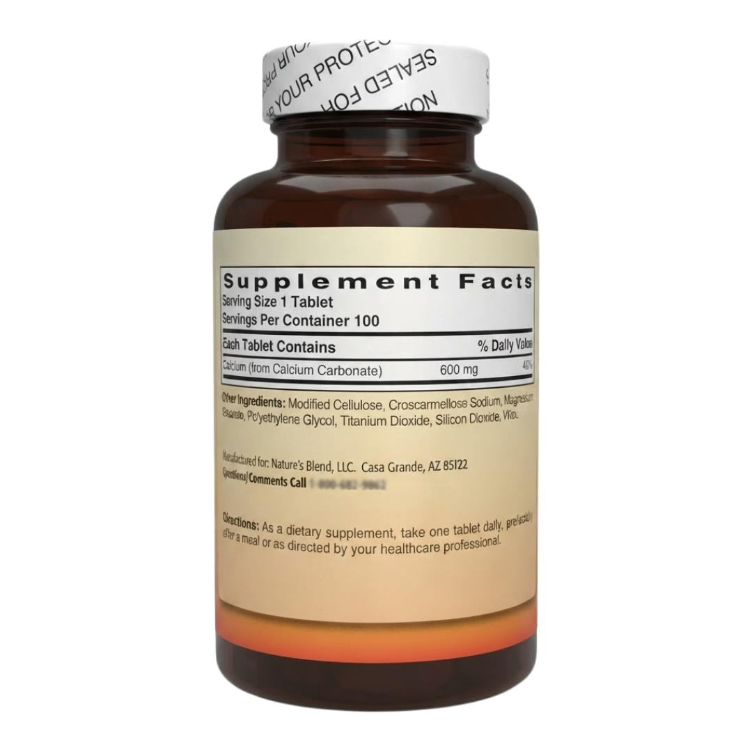 Nature’s Blend Calcium 600 mg, 100 Tablets