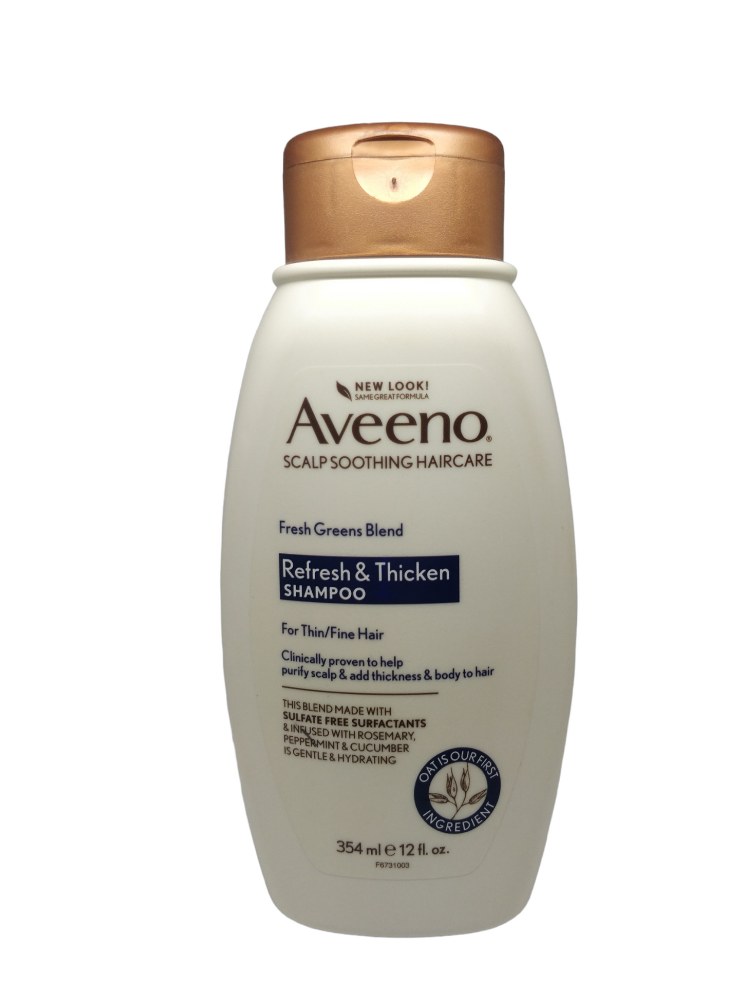 Aveeno Fresh Greens Blend Sulfate-Free Shampoo with Rosemary, Peppermint & Cucumber Refresh & Thicken, 12 fl.oz / 354ml