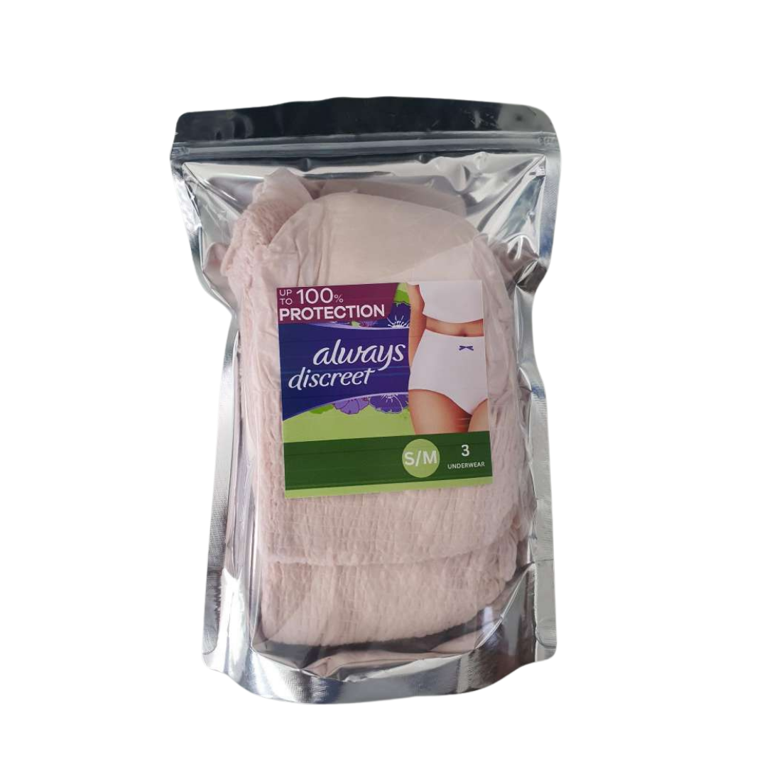 Always Discreet Incontinence & Postpartum Underwear for Women Small/Medium 3pcs