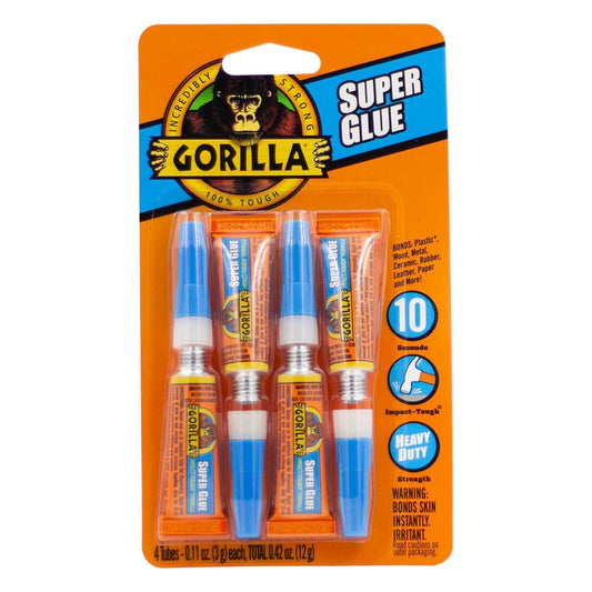 Gorilla Heavy Duty Super Glue, 4 Tubes 3 g / 0.11 oz