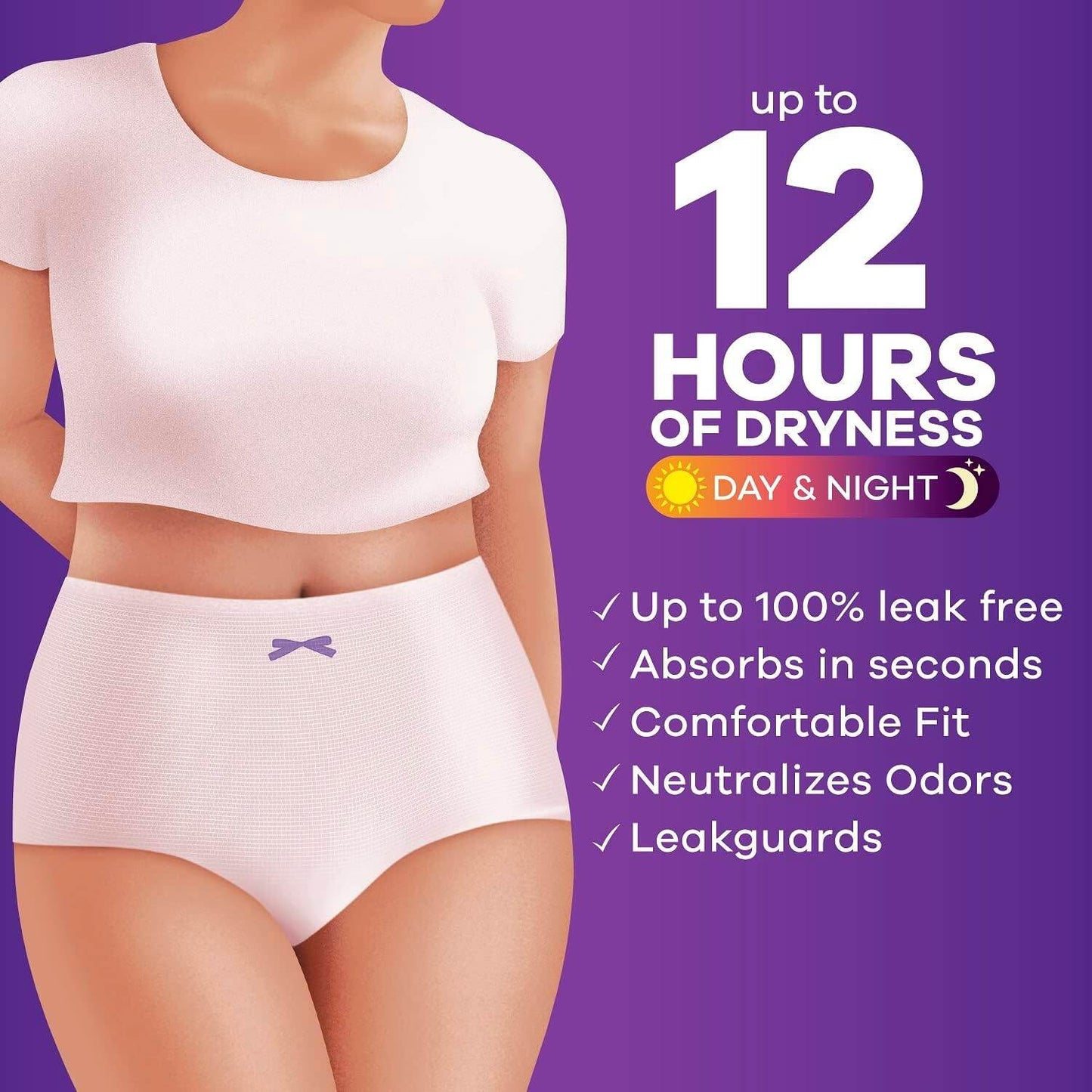 Always Discreet Incontinence & Postpartum Underwear for Women Small/Medium 3pcs