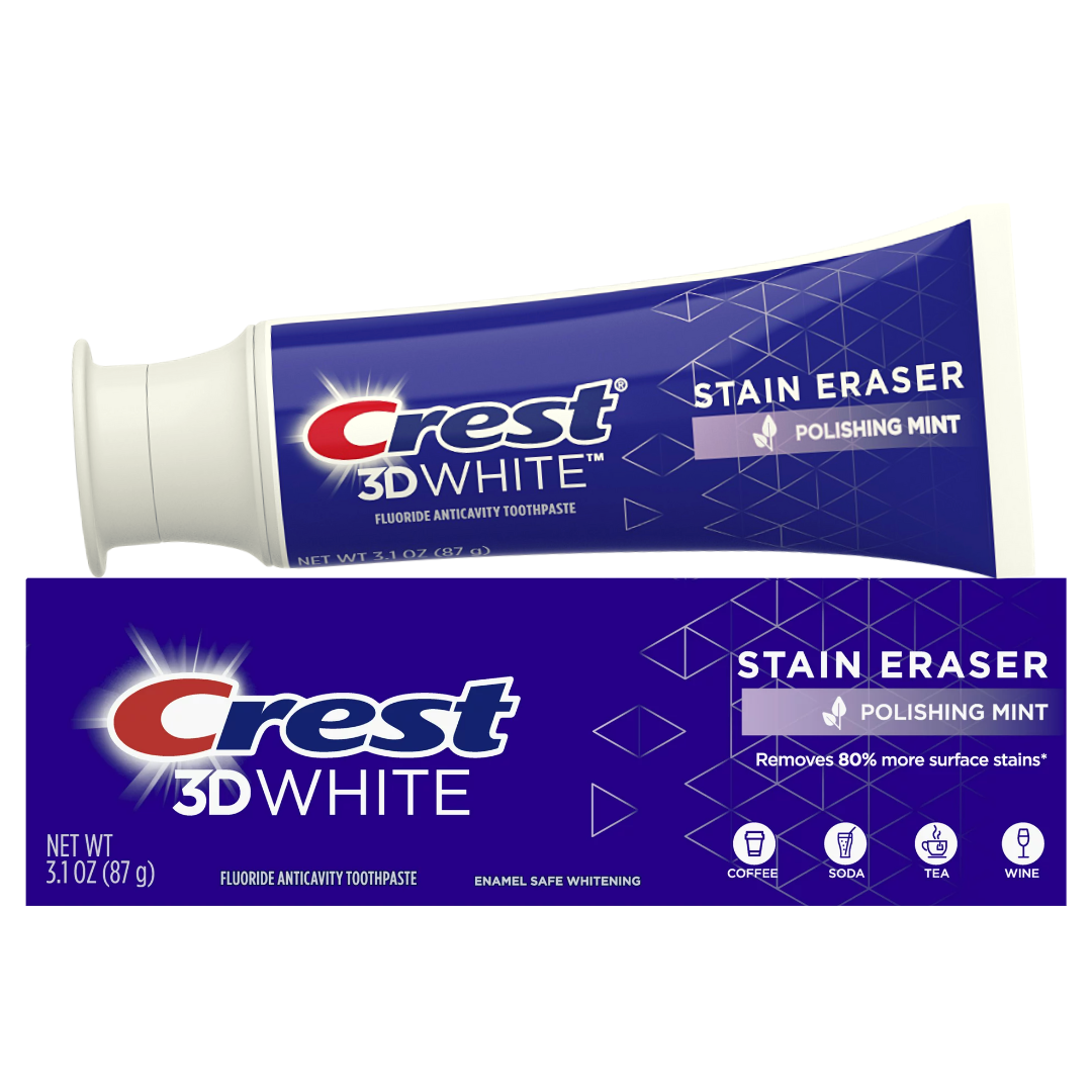 Crest 3D White Stain Eraser Polishing Mint Toothpaste Removes 80% More Surface Stain 3.1 oz