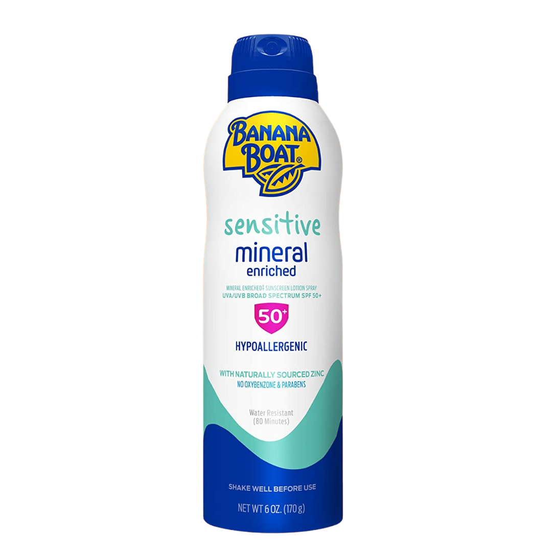 Banana Boat Sensitive Mineral Enriched Sunscreen Lotion Spray SPF 50 Hypoallergenic 6.0 oz/ 170g