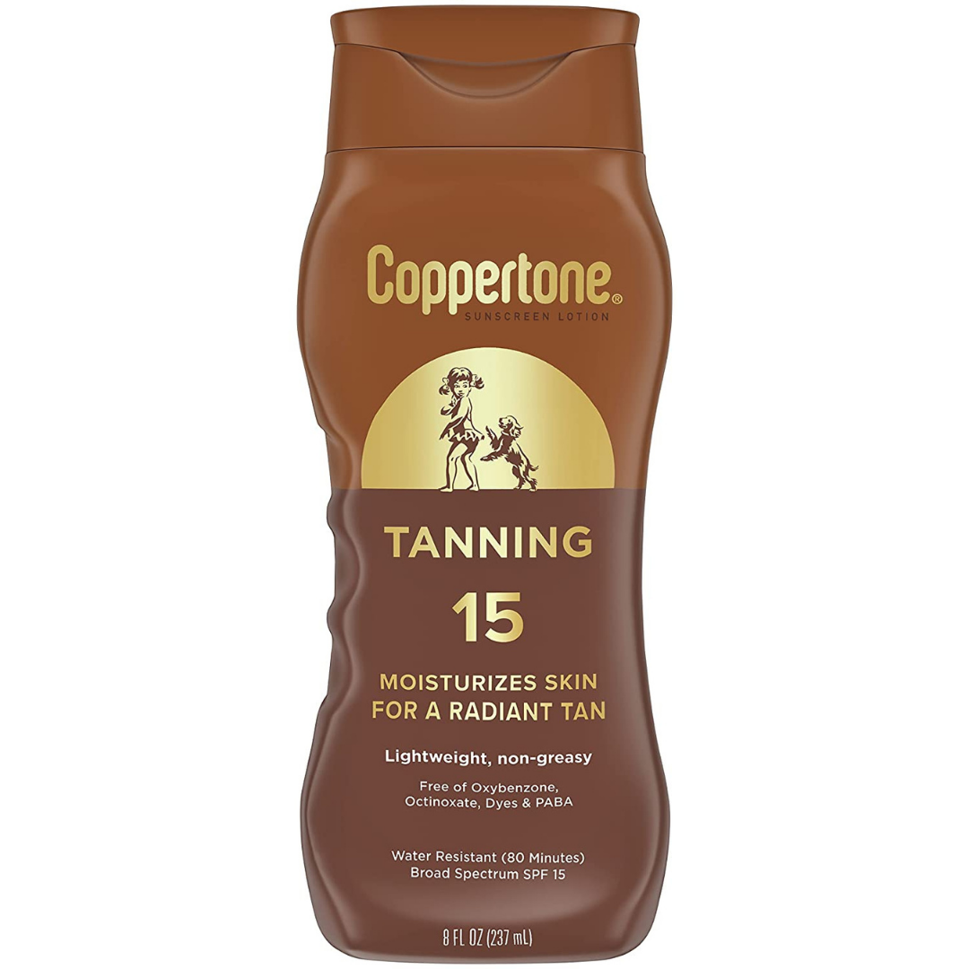Coppertone Sunscreen Lotion Tanning Moisturizes Skin for Radiant Tan SPF 15, 237 ml