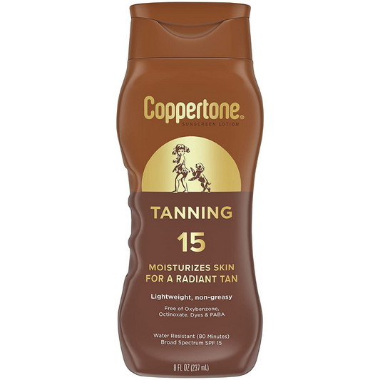 Coppertone Sunscreen Lotion Tanning Moisturizes Skin for Radiant Tan SPF 15, 237 ml