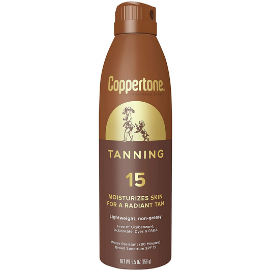 Coppertone Sunscreen Spray Moisturizes Skin For A Radiant Tan Tanning SPF 15 - 156g
