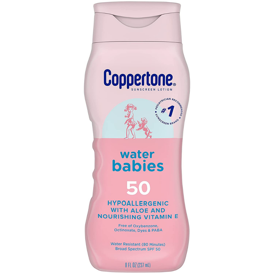 Coppertone Sunscreen Lotion Water Babies Hypoallergenic With Aloe And Vitamin E SPF 50 - 237ml