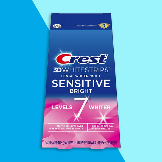 Crest 3D Whitestrips Dental Whitening Kit Sensitive Whitening Strip kit 14 Treatments/ 28 Strips