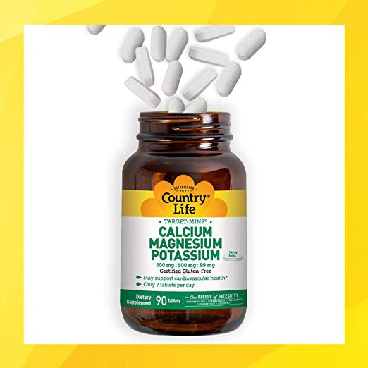 Country Life Target Mins - Calcium Magnesium Potassium, 500mg/500mg/99mg per 2 Tablets - 90 Tablets