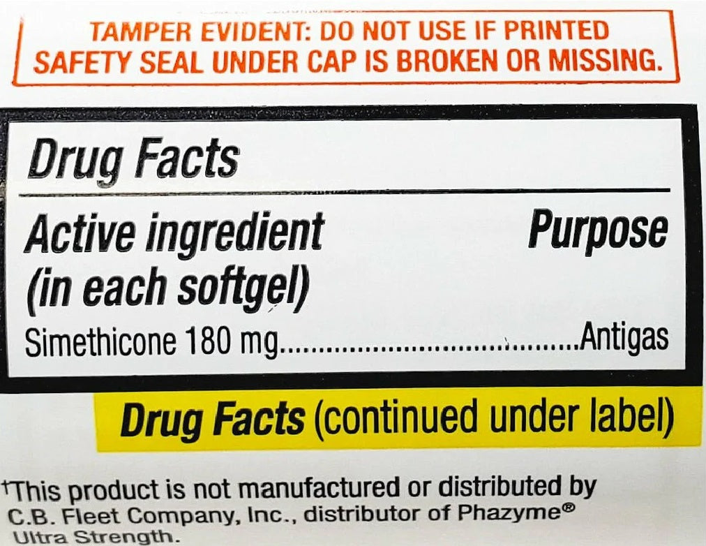 Rugby Ultra Strength Simethicone 180 mg Antigas 60 Softgels