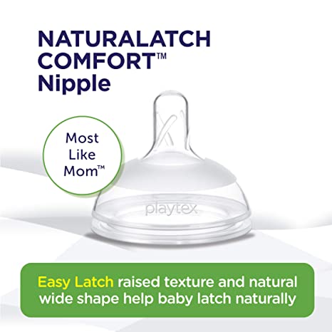 Playtex Baby Naturalatch Comfort Nipples, Medium Flow 3M+ (2 Count)